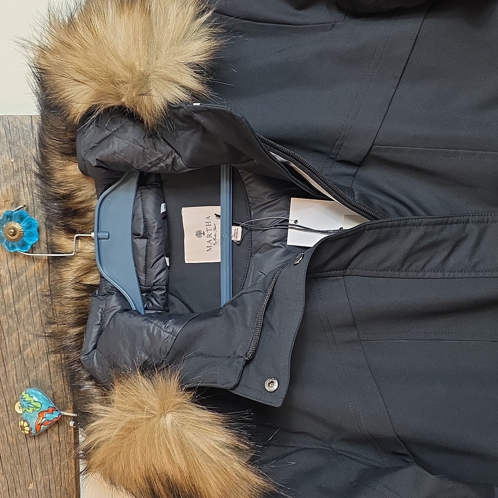 Martha Stewart Coat Long Puffer Hood Fur & Knit Storm Large New Winter Parka - Picture 4 of 15